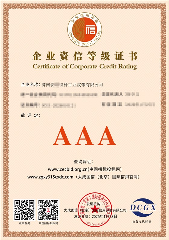 企业资信等级证书